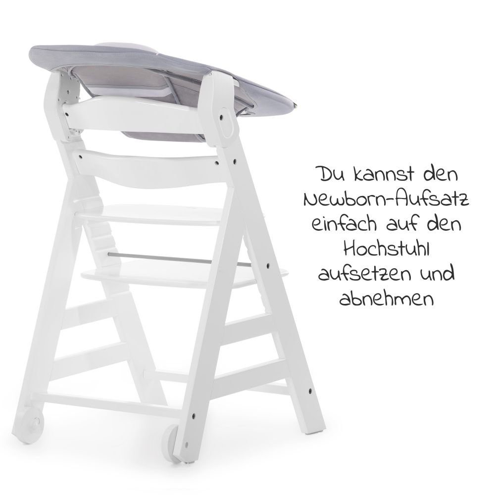 Hauck Hochstuhl Beta Plus White Newborn Set (Set, 5 St), Babystuhl ab Geburt inkl. Aufsatz für Neugeborene, Tisch, Sitzauflage