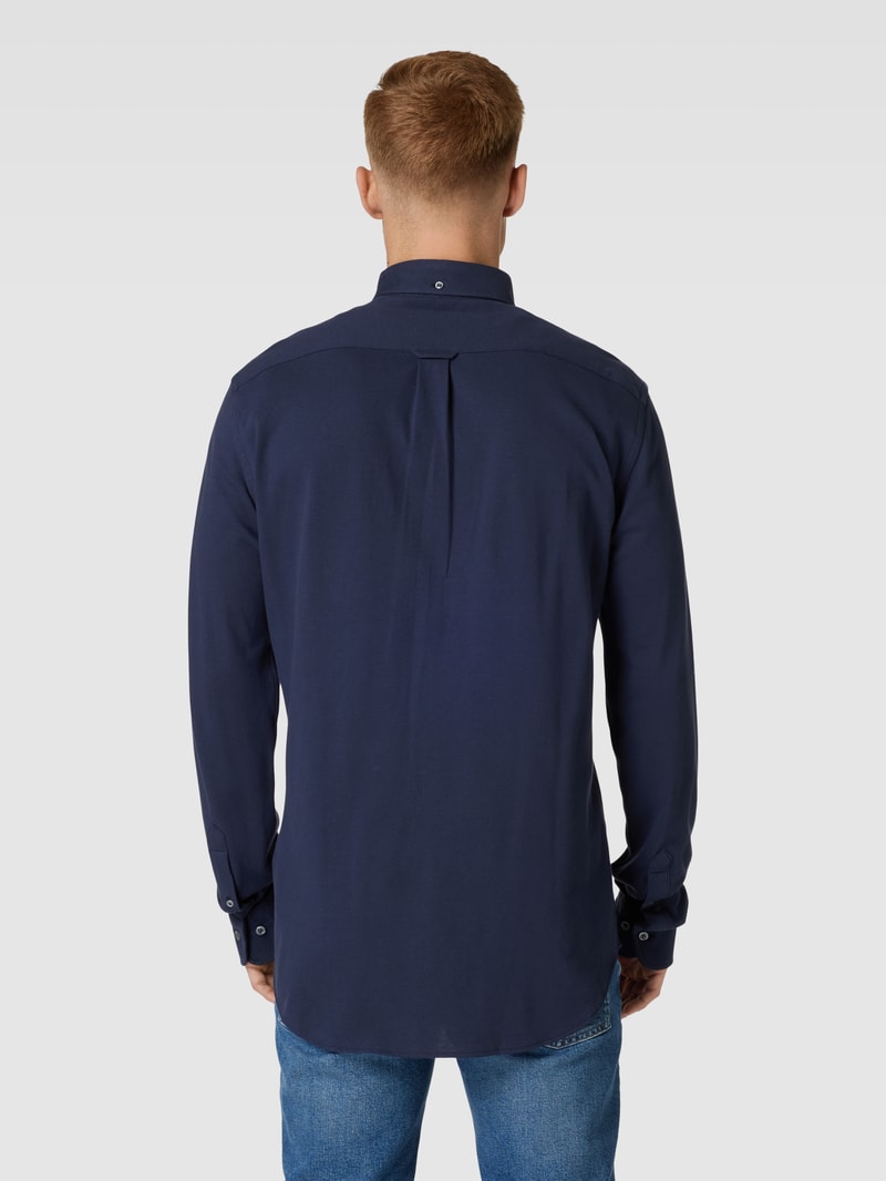 Regular Fit Freizeithemd mit Button-Down-Kragen Modell 'PIQUE' in marineblau