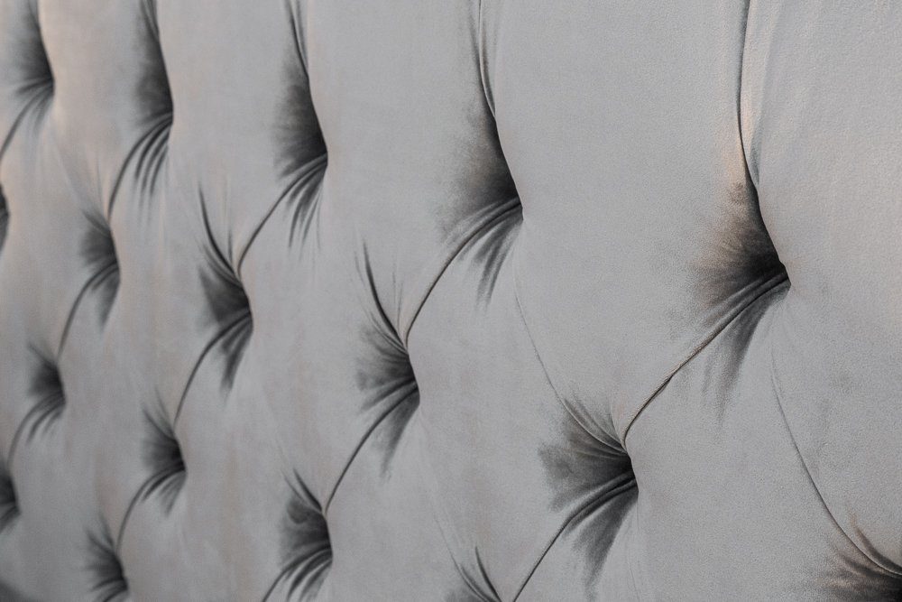 riess-ambiente Polsterbett PARIS 180x200cm grau (1-tlg), Schlafzimmer · Samt · Ziersteppung · Chesterfield-Design