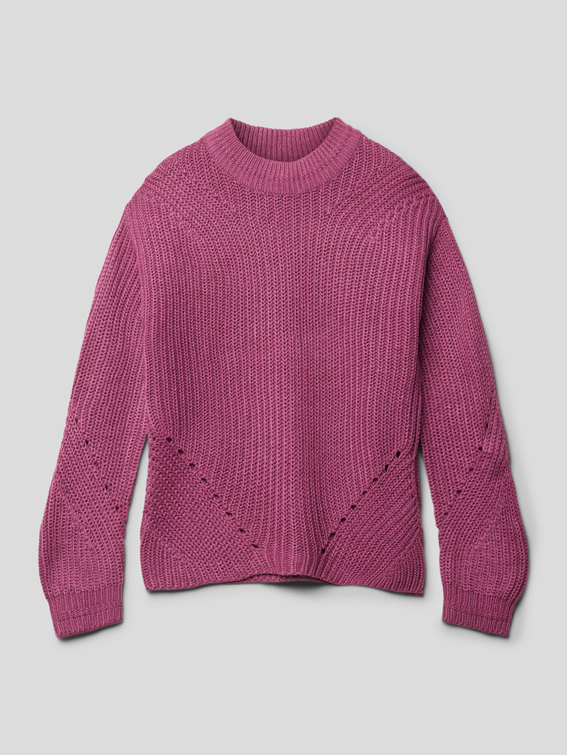Strickpullover mit Rundhalsausschnitt Modell 'NEWRILEY' in pflaume