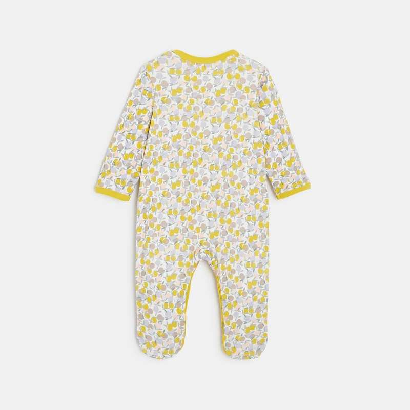 Pyjama bébé fille en coton côtelé jaune Absorba