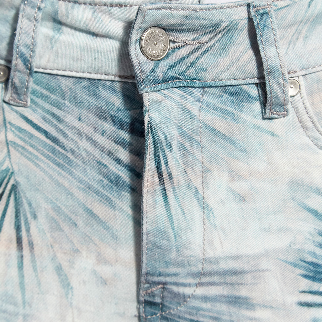 JENA  Jean imprimé bleu, coupe skinny
