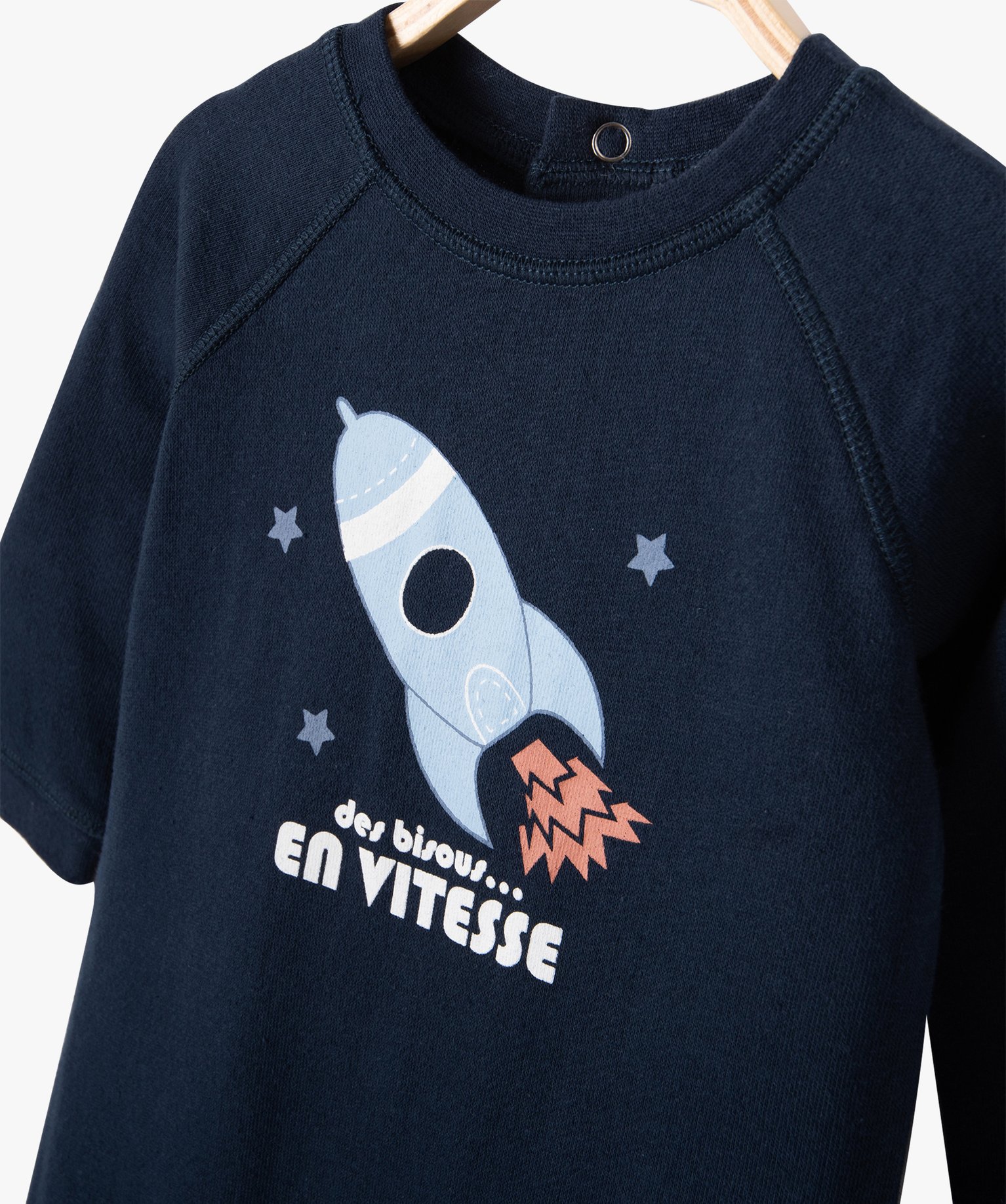 Pyjama bébé sans pieds motif fusée bleu | GEMO