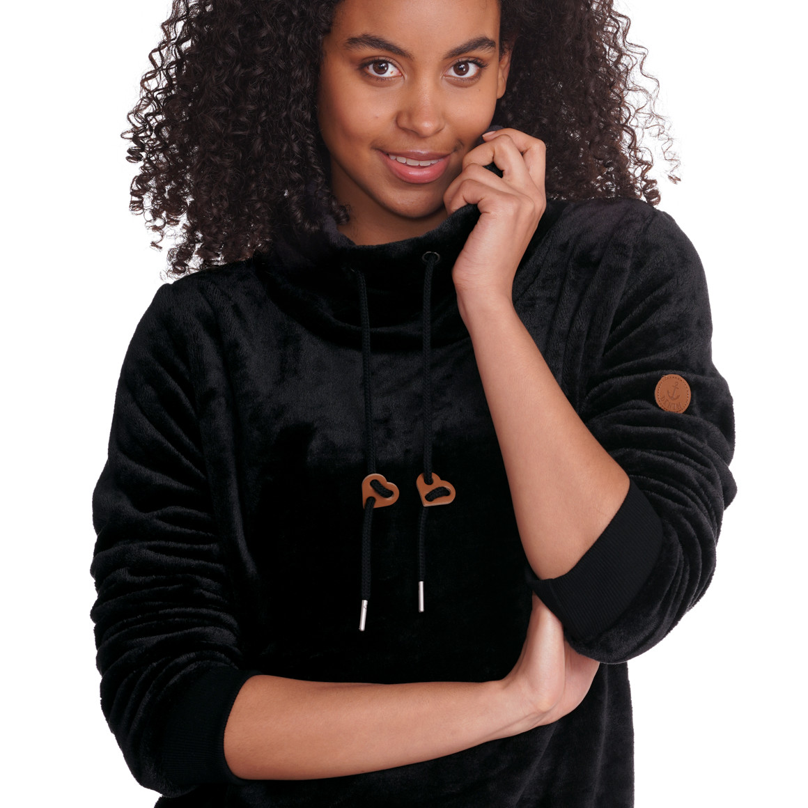Damen Plüsch-Sweatshirt mit Schalkragen