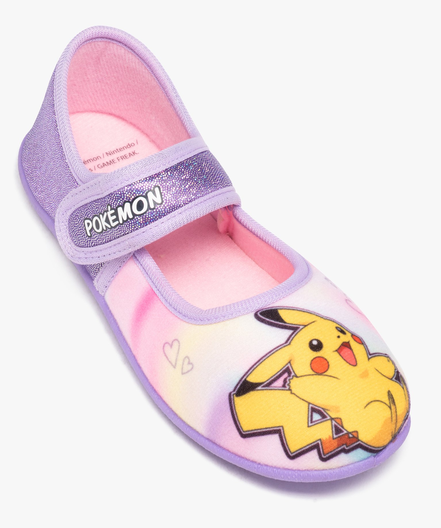 Chaussons fille ballerines à scratch Pikachu - Pokemon violet | GEMO