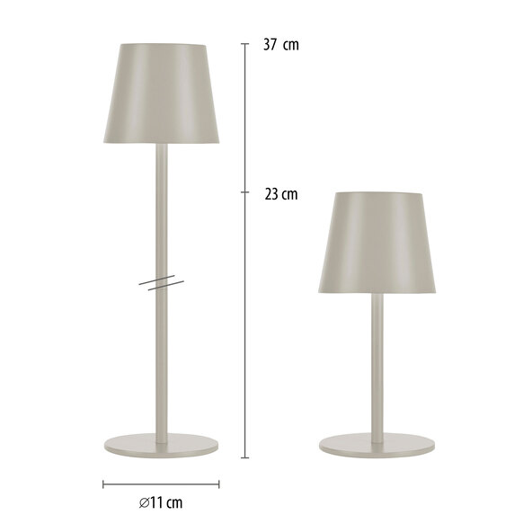 LED-Akku-Tischleuchte Buria, 2er Set, greige