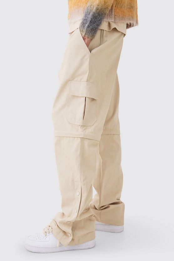 Lockere Twill Cargo-Hose mit Druckknöpfen und Reißverschluss