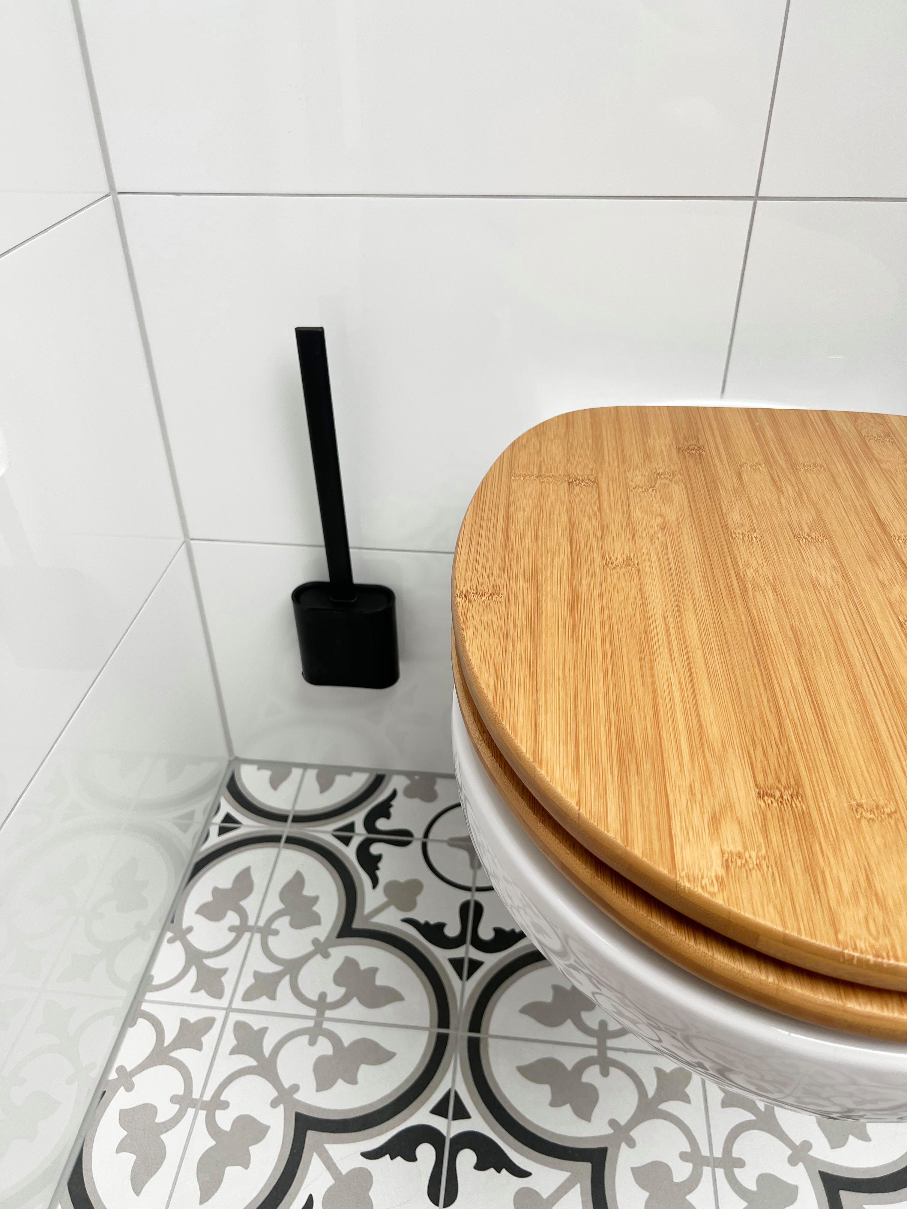 ADOB WC-Reinigungsbürste Design WC Bürste mit flachem Silikon Bürstenkopf Schaber und Aufbewahrungsbehälter, flexibler flacher Bürstenkopf, kratzt nicht, jeder Winkel erreichbar
