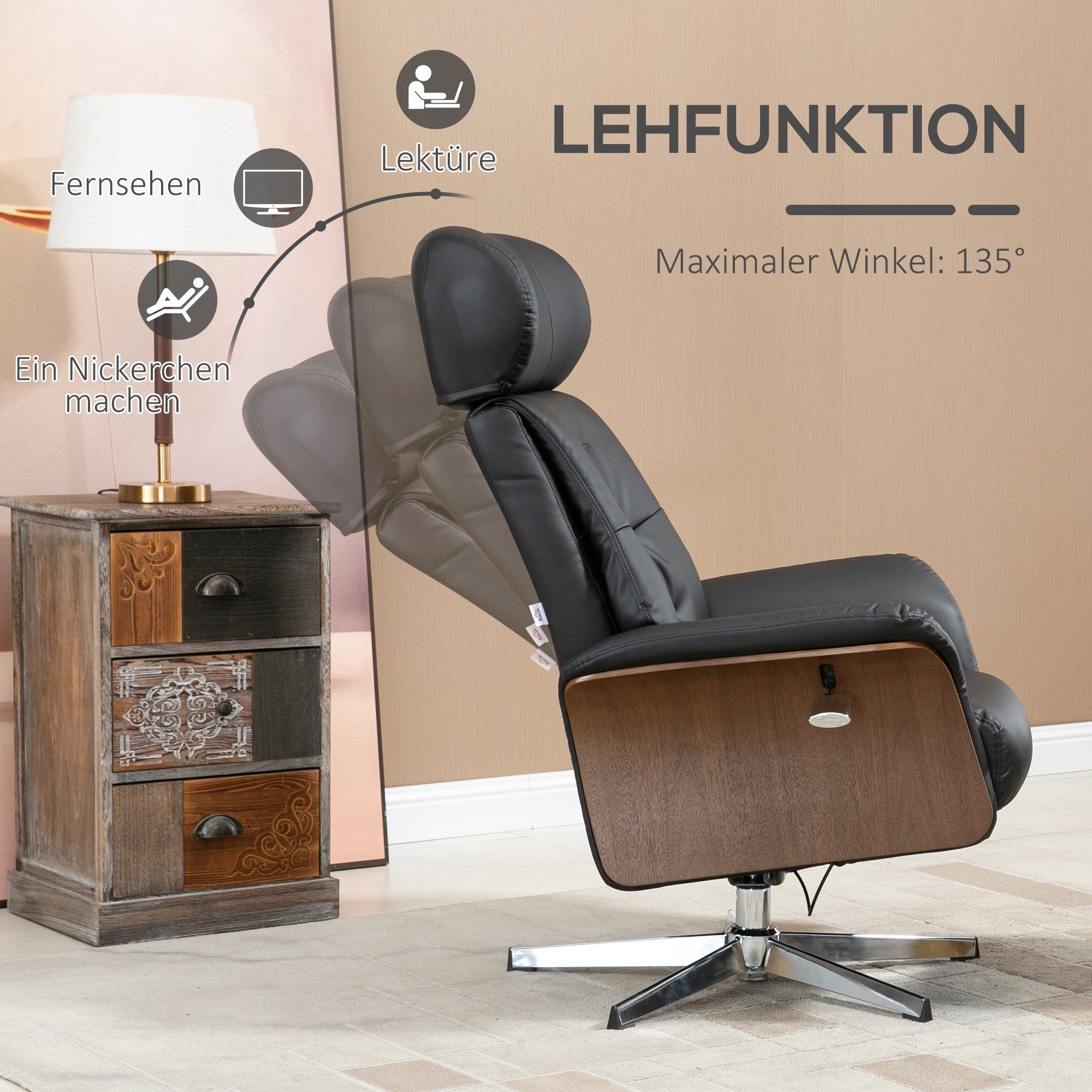 HOMCOM Polsterstuhl Relaxsessel (Liegestuhl mit Fußbank, 2 St), BxLxH: 84x80x108 cm