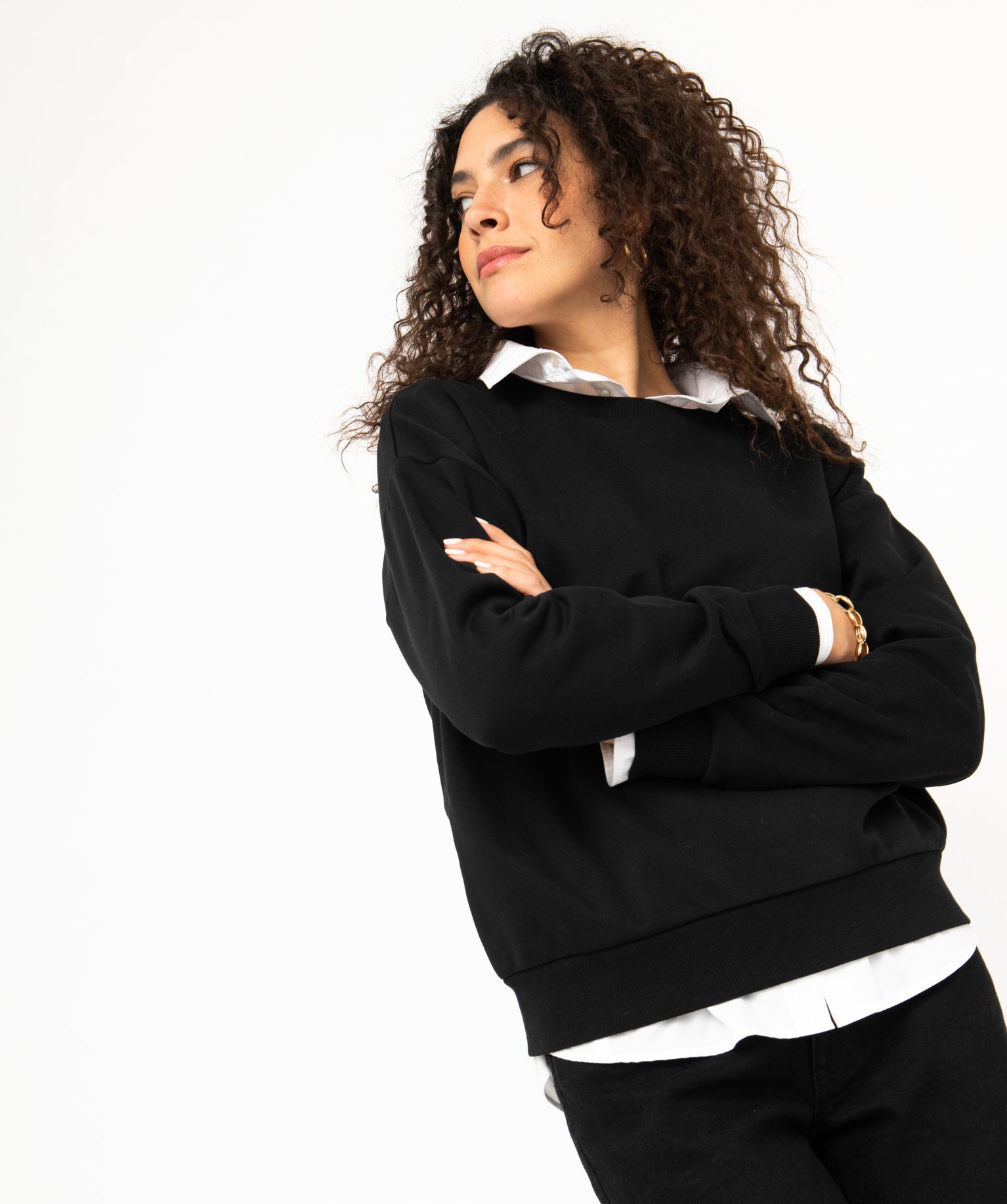 Sweat ample intérieur molletonné femme noir | GEMO