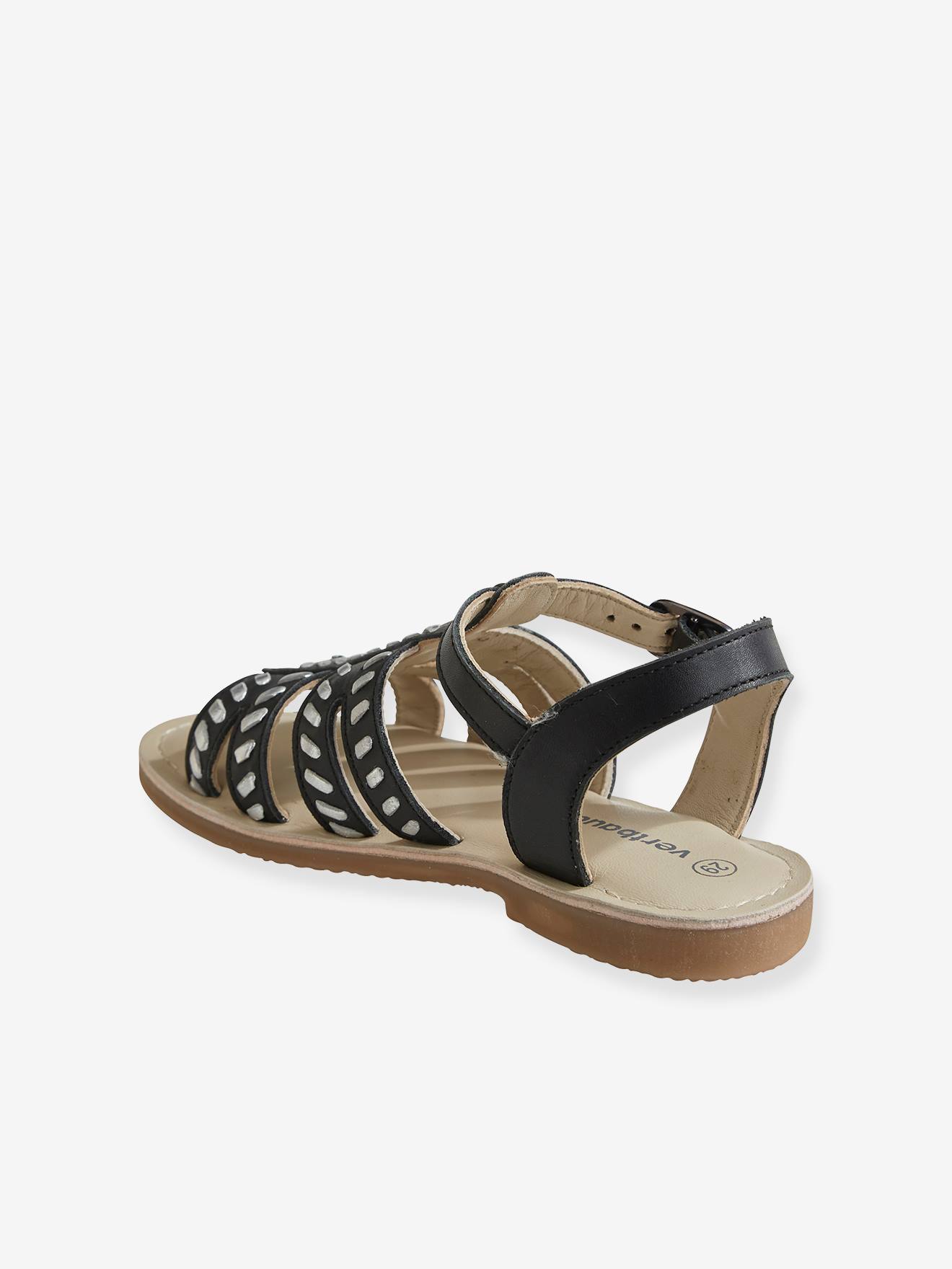Sandales cuir ethnique fille noir