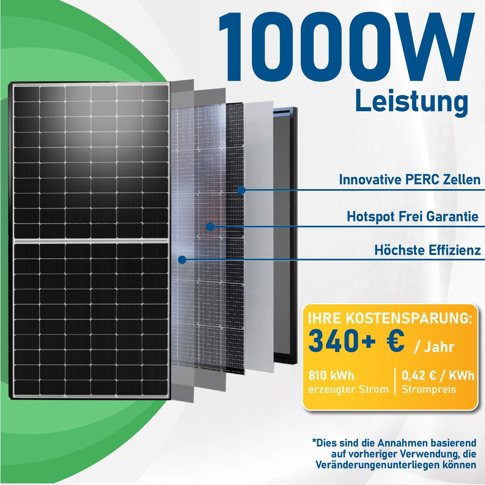 Campergold Solaranlage 1000W (2x500W) Photovoltaik Balkonkraftwerk Mini-PV Anlage, 800W DEYE WLAN upgradefähiger Wechselrichter mit Relais, Antireflexbeschichtung, Wasserdichtigkeitsklasse, Monokristallin, Balkon-Solaranlage steckerfertig für Ihr Hau