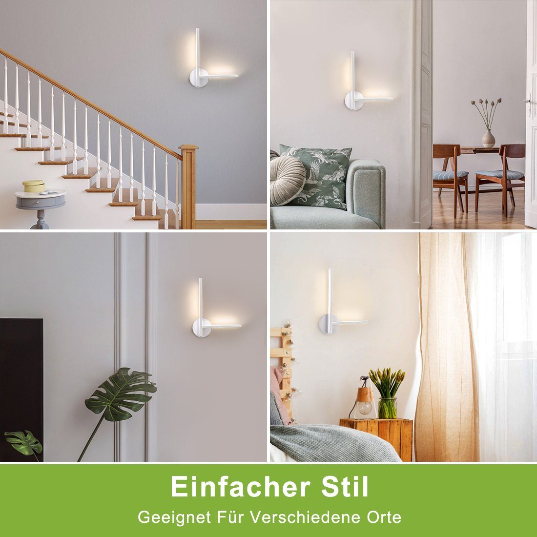 S'AFIELINA LED Wandleuchte LED Wandleuchten Modern 90° Winkel LED Wandlampe, 3 Lichtfarben 3000K/4000K/6000K Wandbeleuchtung