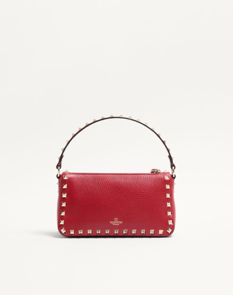 Bolsa de ombro pequena Rockstud em couro de bezerro granulado
