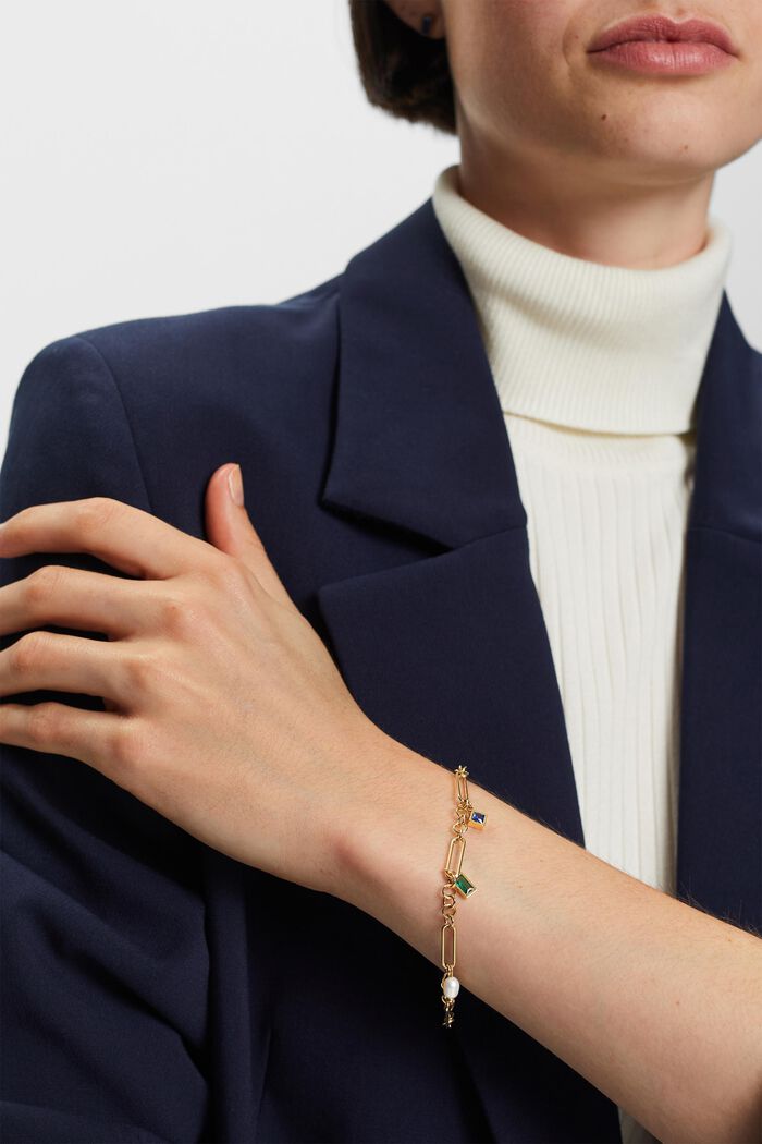 Gliederarmband mit Anhängern, Edelstahl