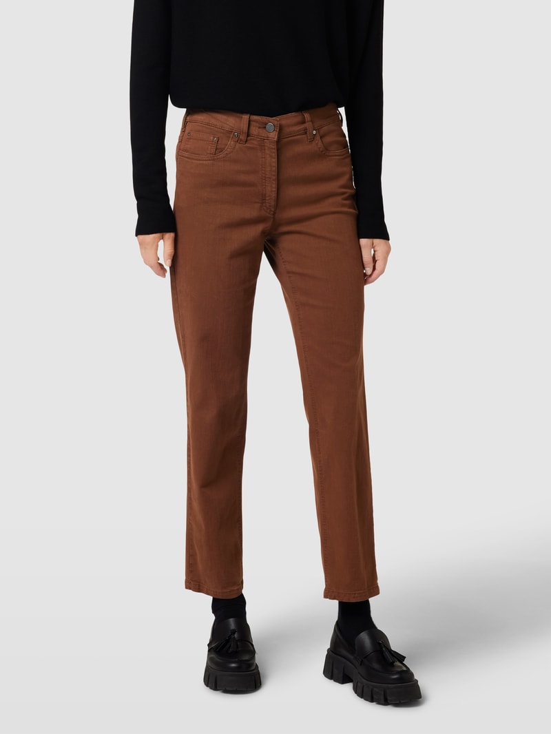 Straight Fit Jeans im 5-Pocket-Design Modell 'Greta' in cognac