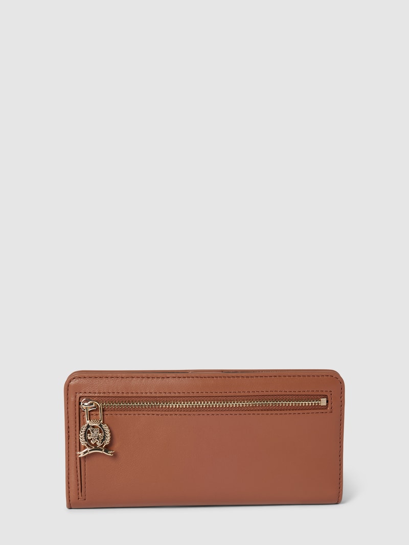Portemonnaie mit Label-Details Modell 'CHIC' in cognac