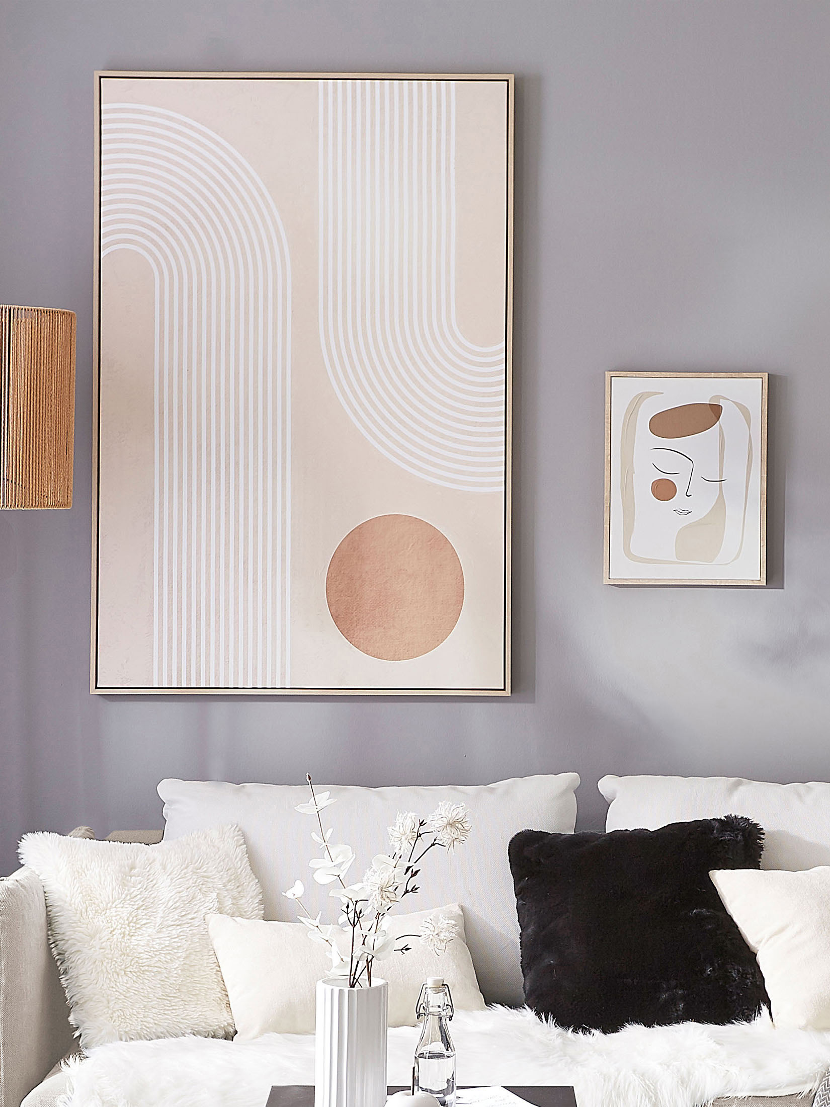 Cornero Leinwand-Druck-handbemalt, Hellbeige