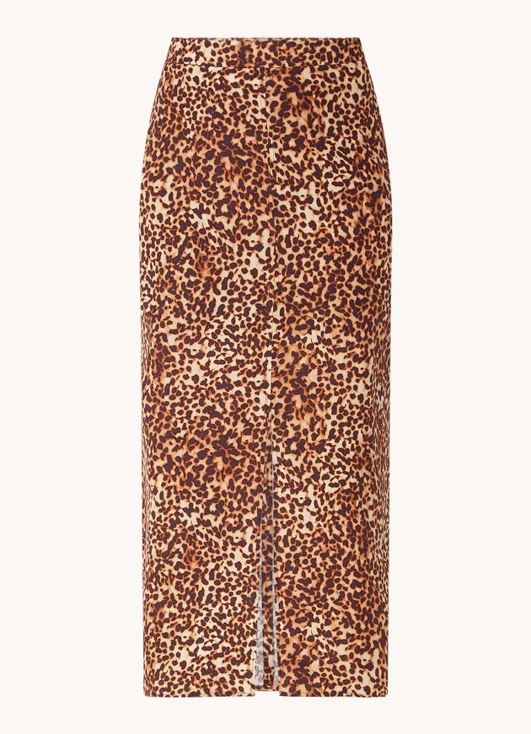 Whistles  Marble midi rok in lyocellblend met split en panterprint