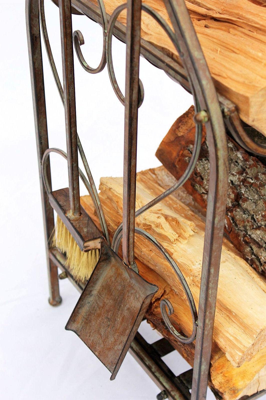 DanDiBo Kaminholzregal Kaminholzregal mit Kaminbesteck 130007 Kaminholzständer 94 cm Holzkorb Kaminset