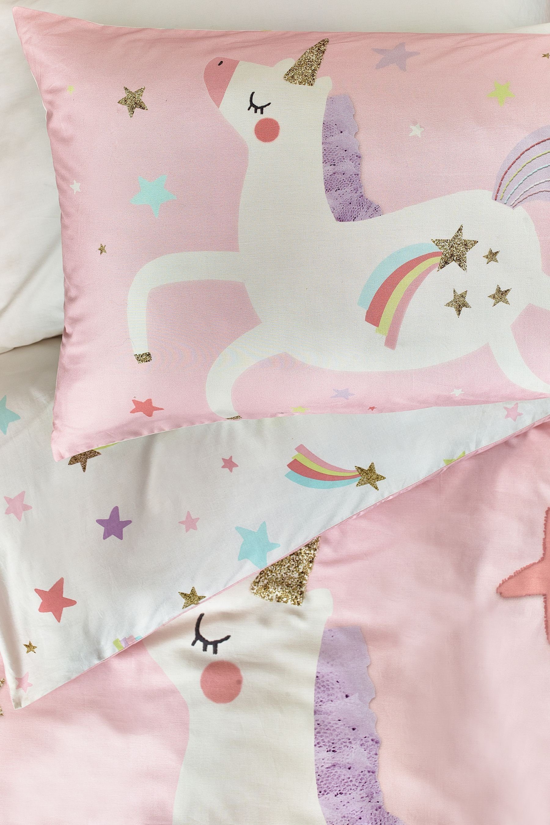 Bett-Set, Bettgarnitur, Einhorn-Print, Next, Bezug: Baumwolle