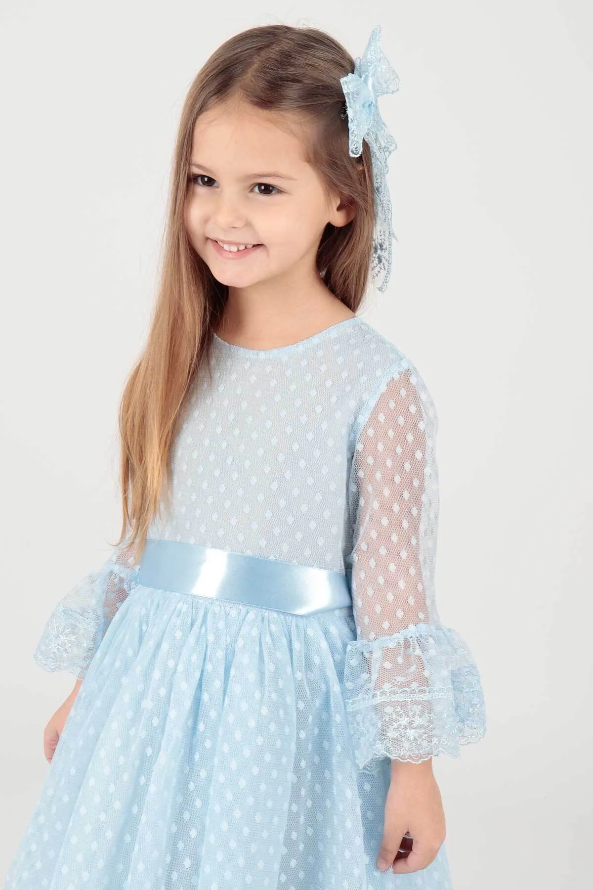 AHENGİM  Trendiges Abendkleid für Mädchen mit Schnalle und Tüllspitze Ak2209