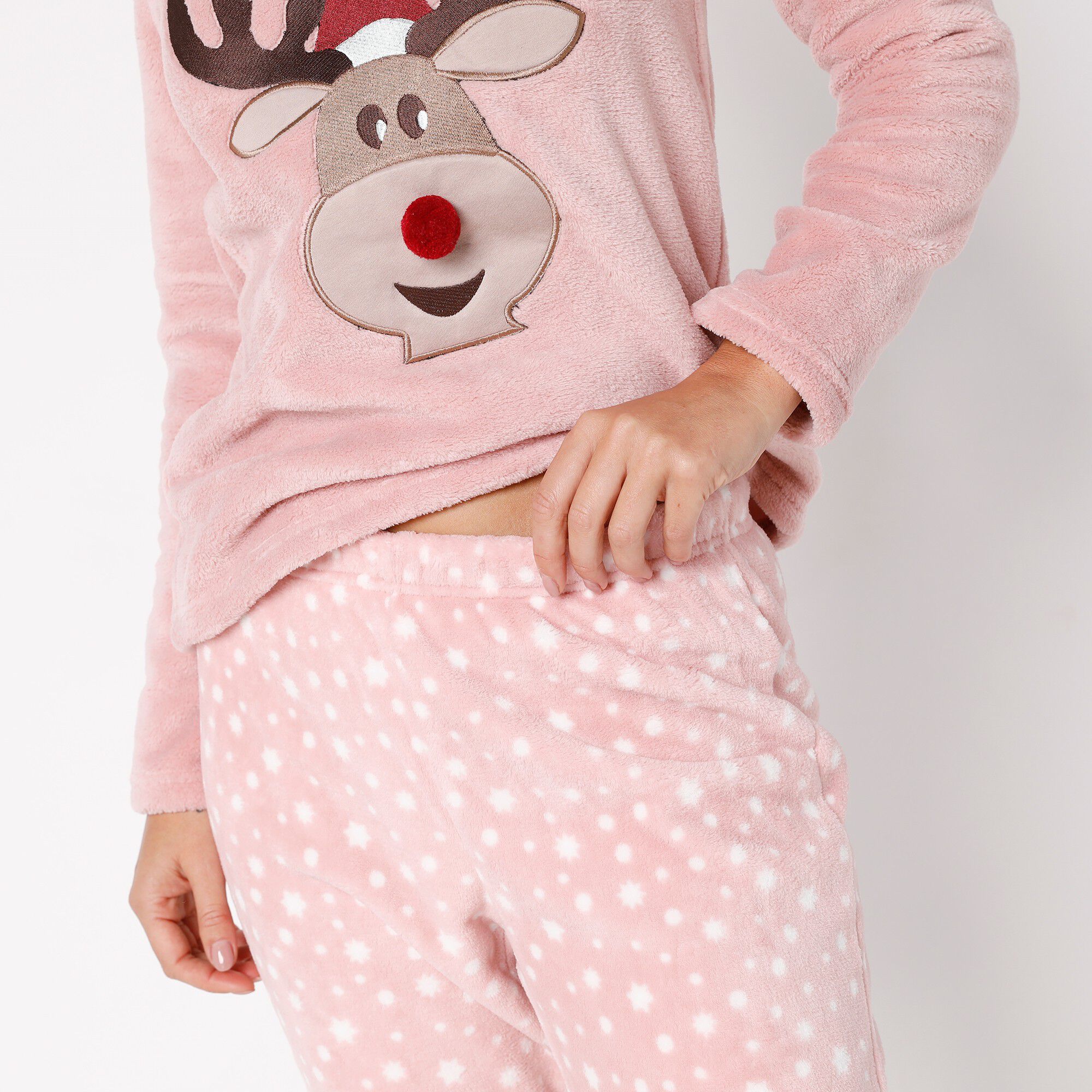 Pyjama manches longues maille polaire motif 