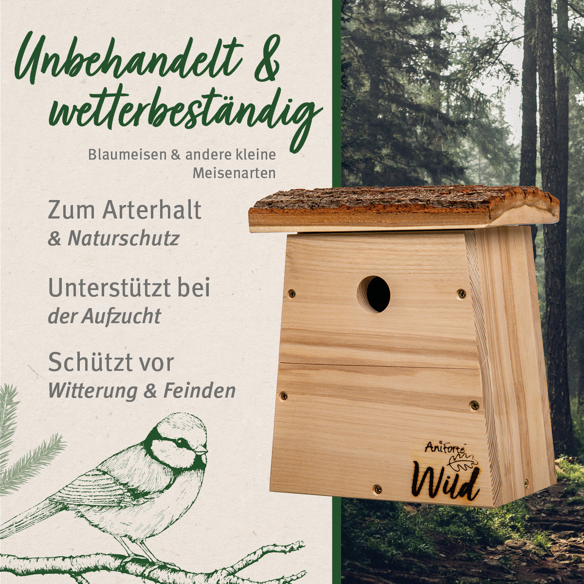 Aniforte Vogelhäuser & Nistkästen Aniforte Nistkasten Blaumeisen