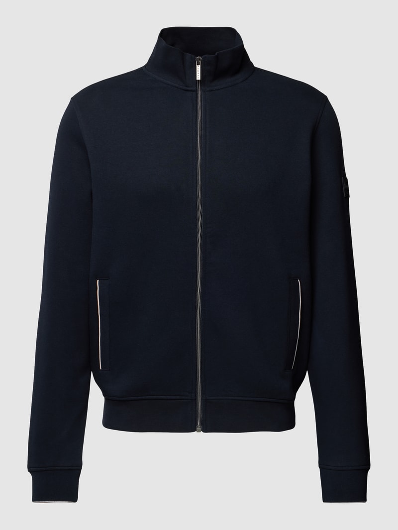 Sweatjacke mit Stehkragen in marineblau