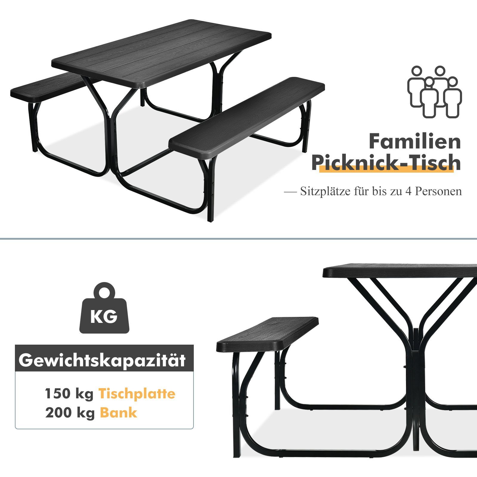 COSTWAY Bierzeltgarnitur, (3-tlg), bis 200kg belastbar, 137x150x72cm