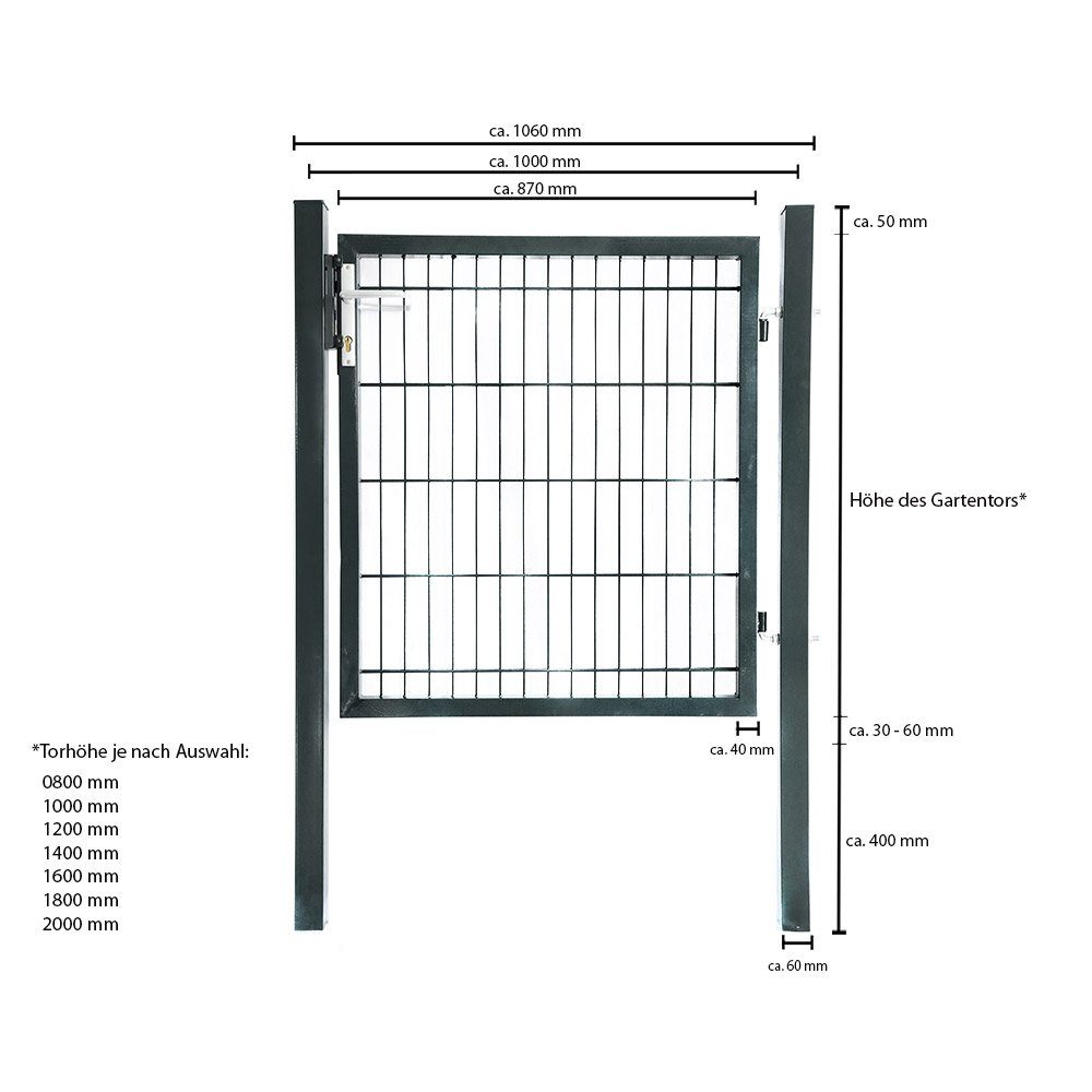 HOME DELUXE Gartentor Doppelstabmatten Gartentor PORTARIUS - Anthrazit