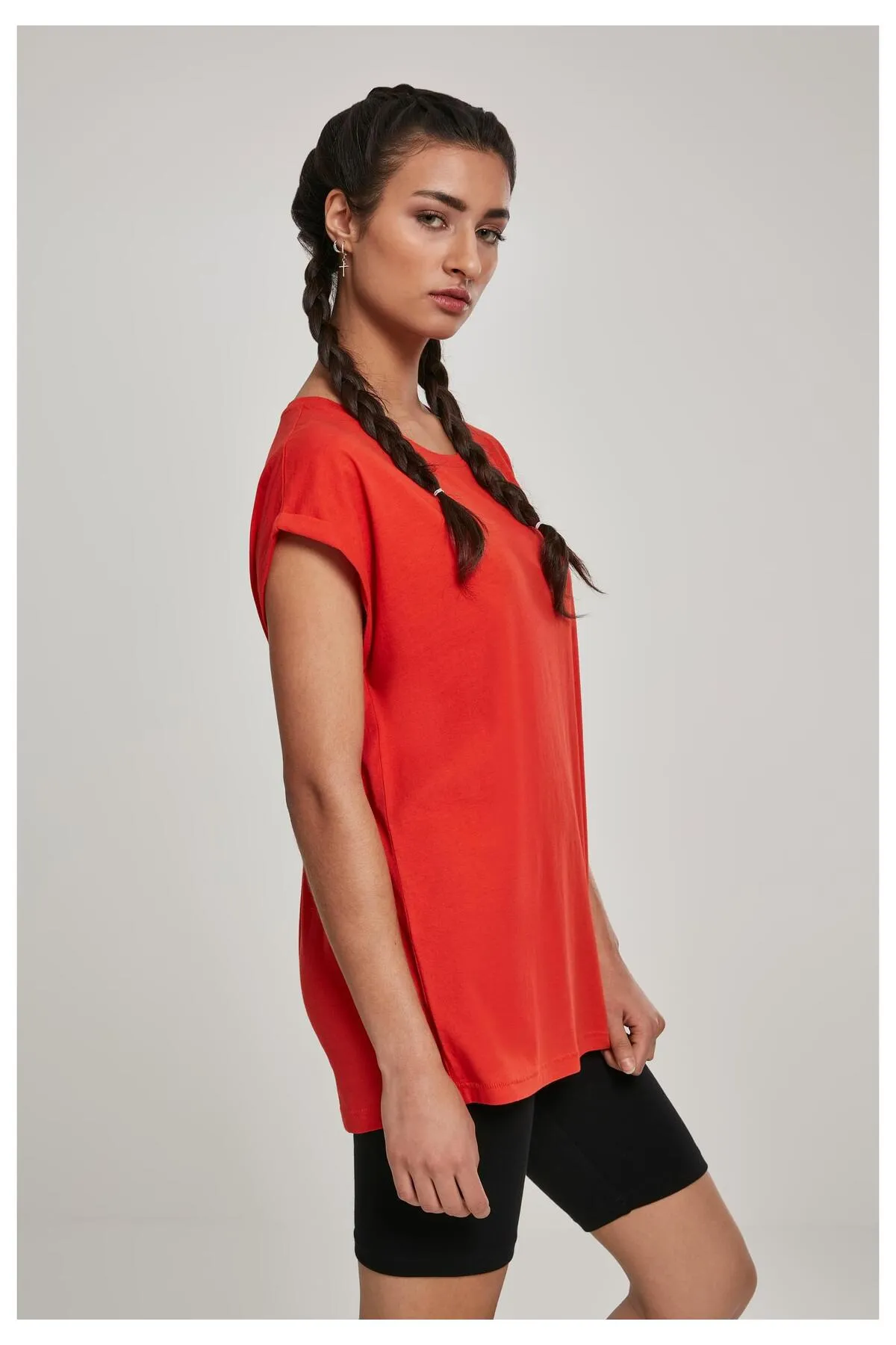 Urban Classics  Damen T-Shirt mit verlängerter Schulterpartie für Damen