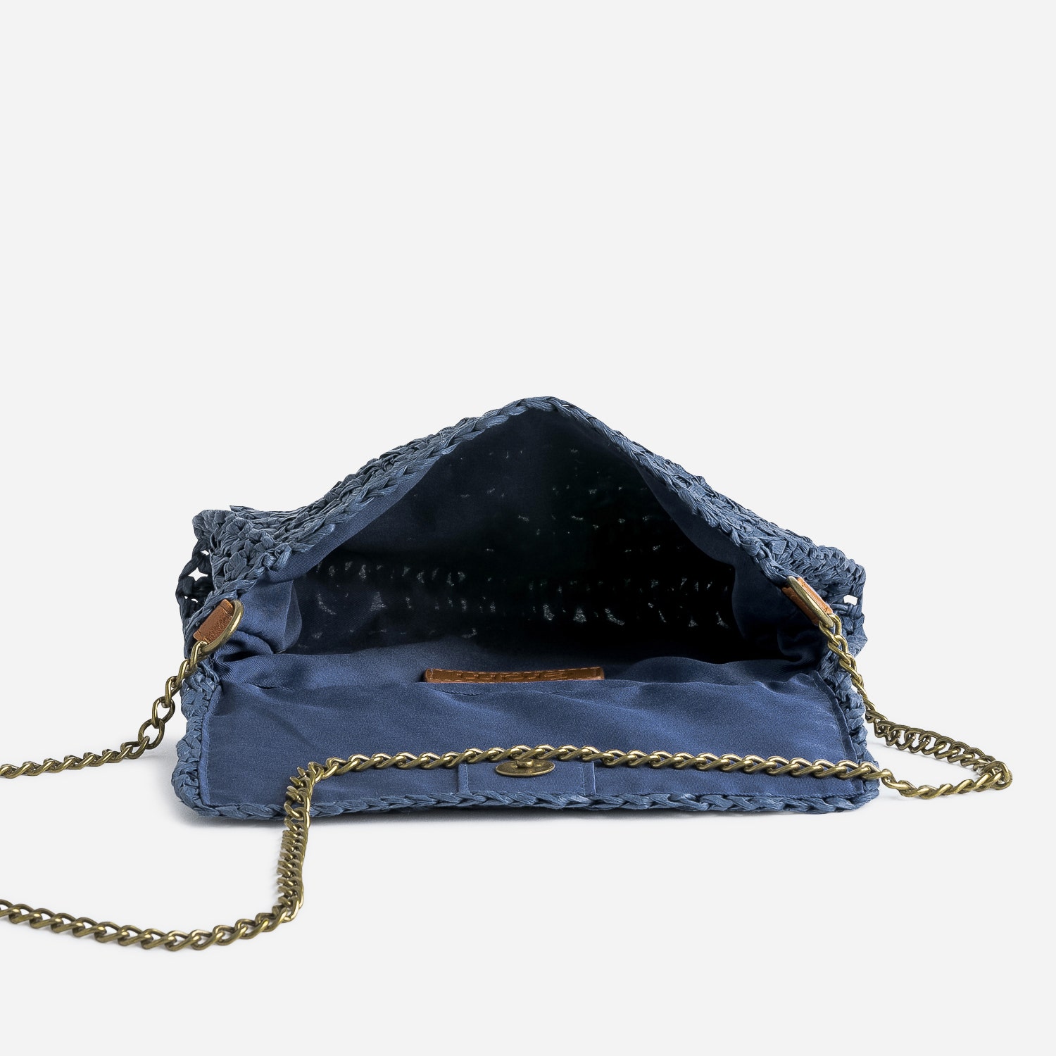 Sac pochette marine papier tressé
