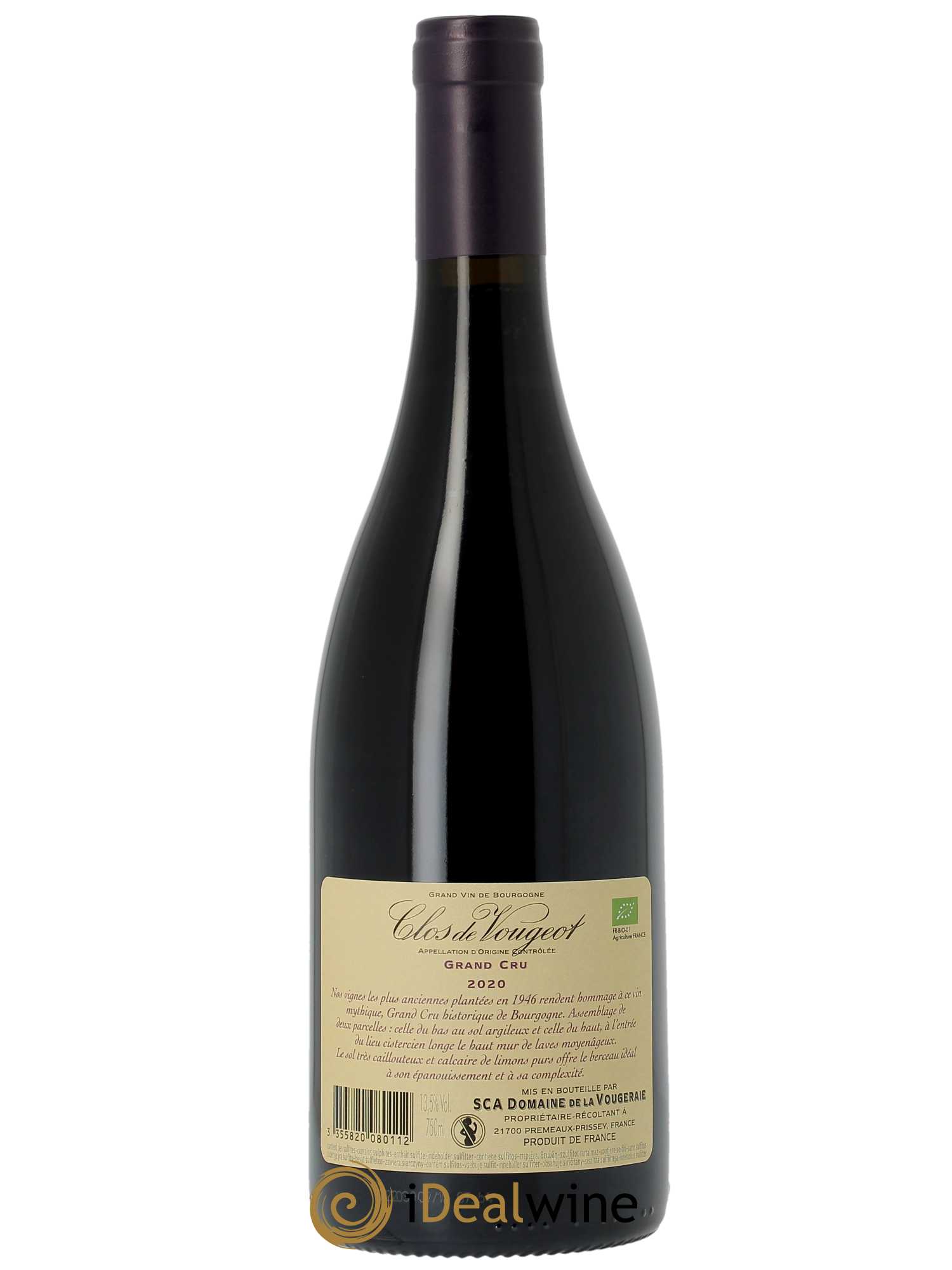 Clos de Vougeot Grand Cru La Vougeraie  2020 - Lot de 1 Bouteille