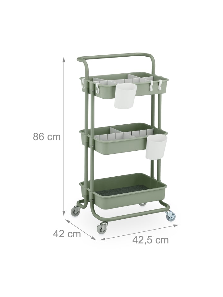 relaxdays Rollwagen in Grün - (B)42,5 x (H)86 x (T)36 cm günstig kaufen onesize