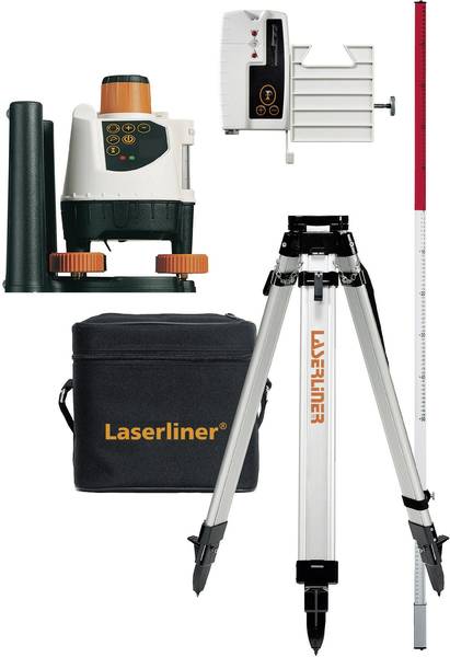 Laserliner 026.04.00A BeamControl-Master 120 Kit laser rotatif rouge avec récepteur, trépied et règle
