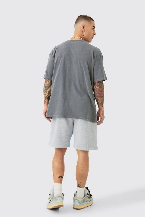 Lockere graue Shorts mit Applikation