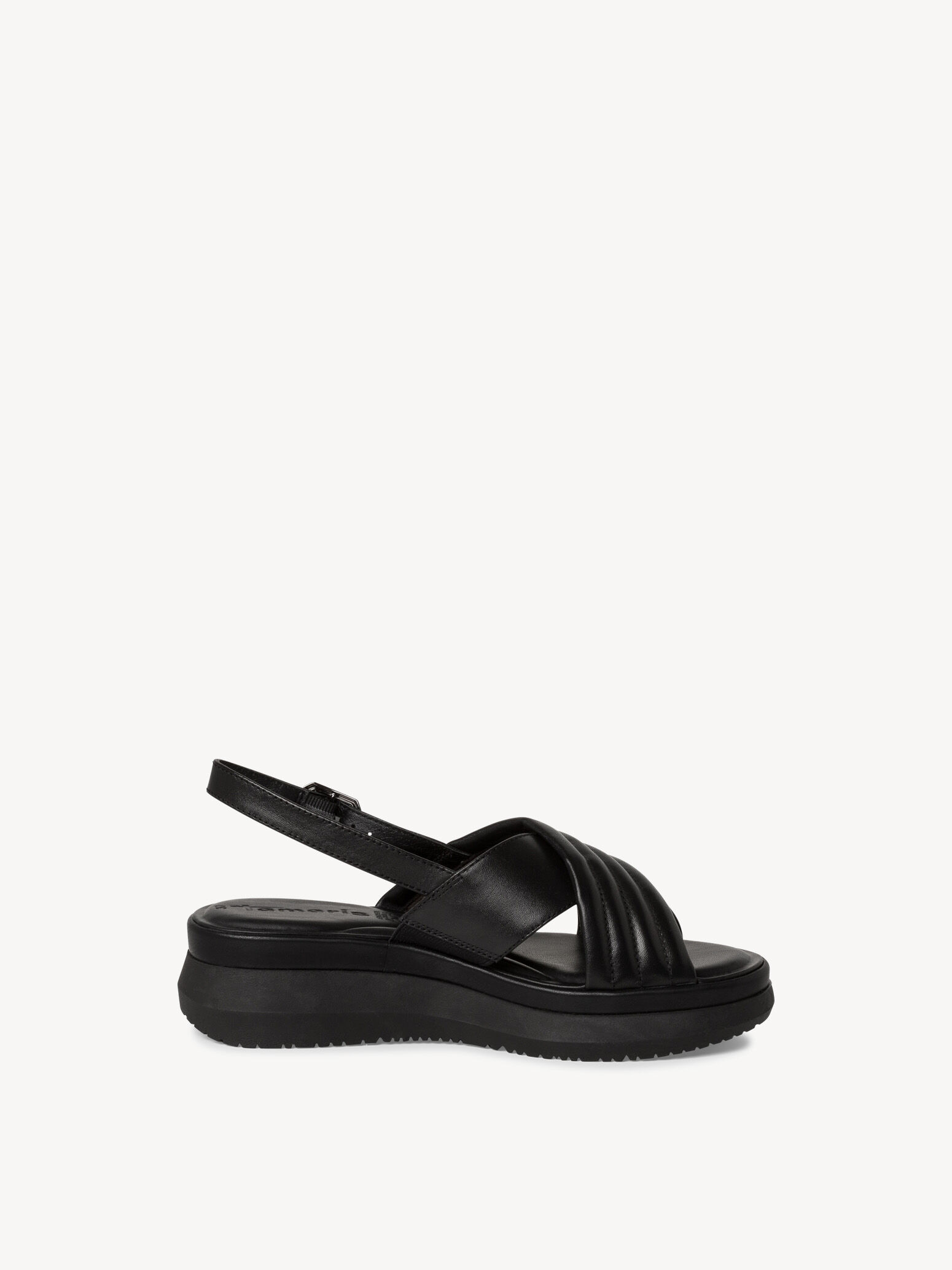 Sandale à talon en cuir - noir
