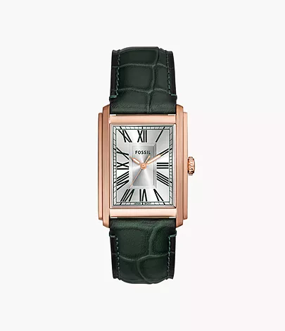Fossil Uhr Carraway 3-Zeiger-Werk Krokoprägung LiteHide™-Leder grün