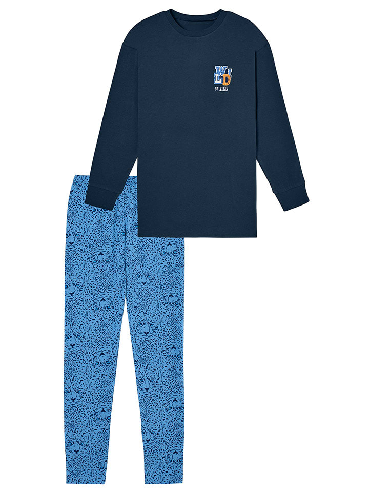 Schiesser Pyjama in Dunkelblau/ Blau günstig kaufen