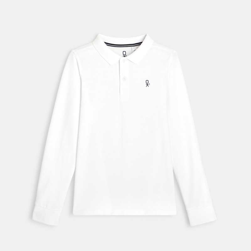 Polo manches longues blanc garçon