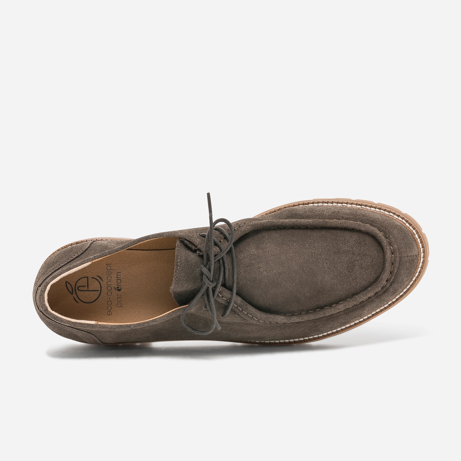 Derby marron foncé éco-conçu en cuir velours