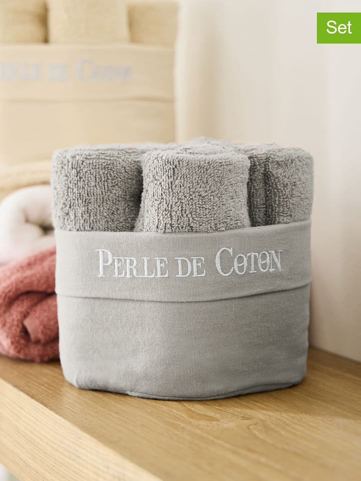 Soft by Perle de Coton 6er-Set: Gästehandtücher in Hellgrau günstig kaufen 50x30 cm