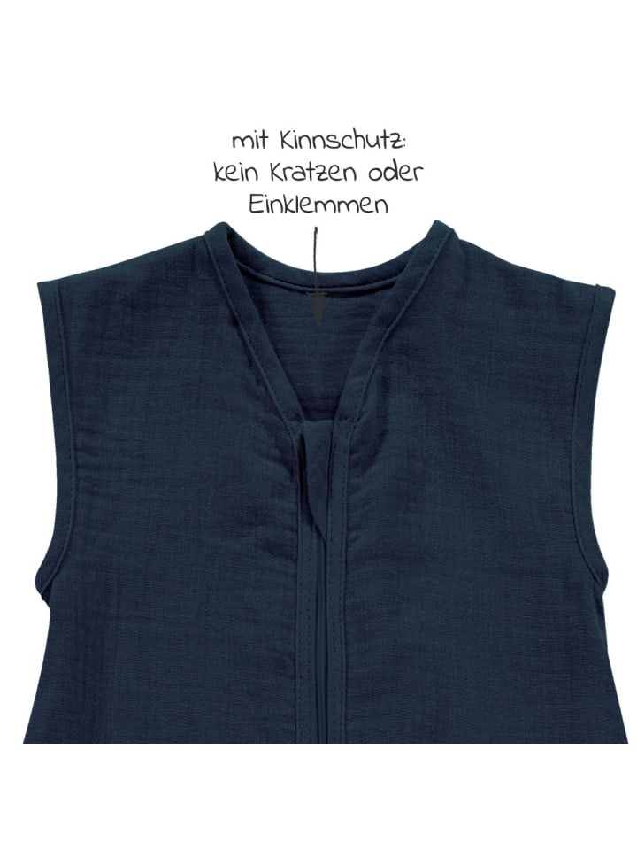 Alvi Sommer-Schlafsack mit Füßen Musselin / Sleep-Overall in blau günstig kaufen 110