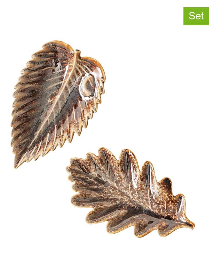 Boltze 2er-Set: Dekoschalen ''Dorit'' in Braun - (L)20 x (B)12,5 cm günstig kaufen onesize