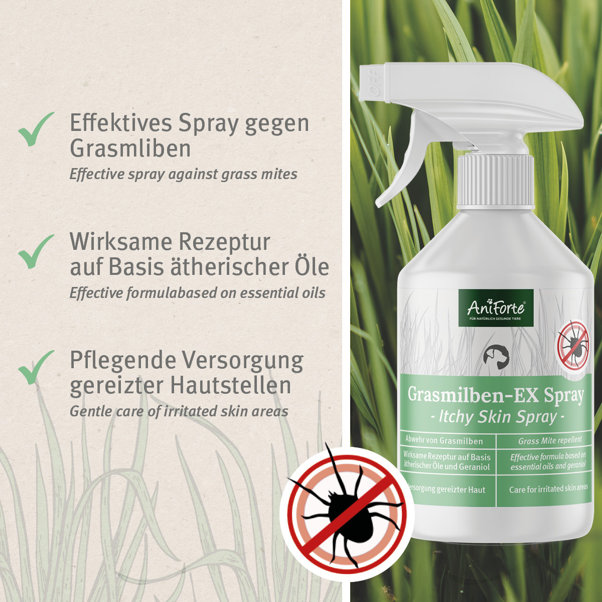 Aniforte Floh- & Zeckenmittel Aniforte Grasmilben-EX Spray für Hunde 500ml