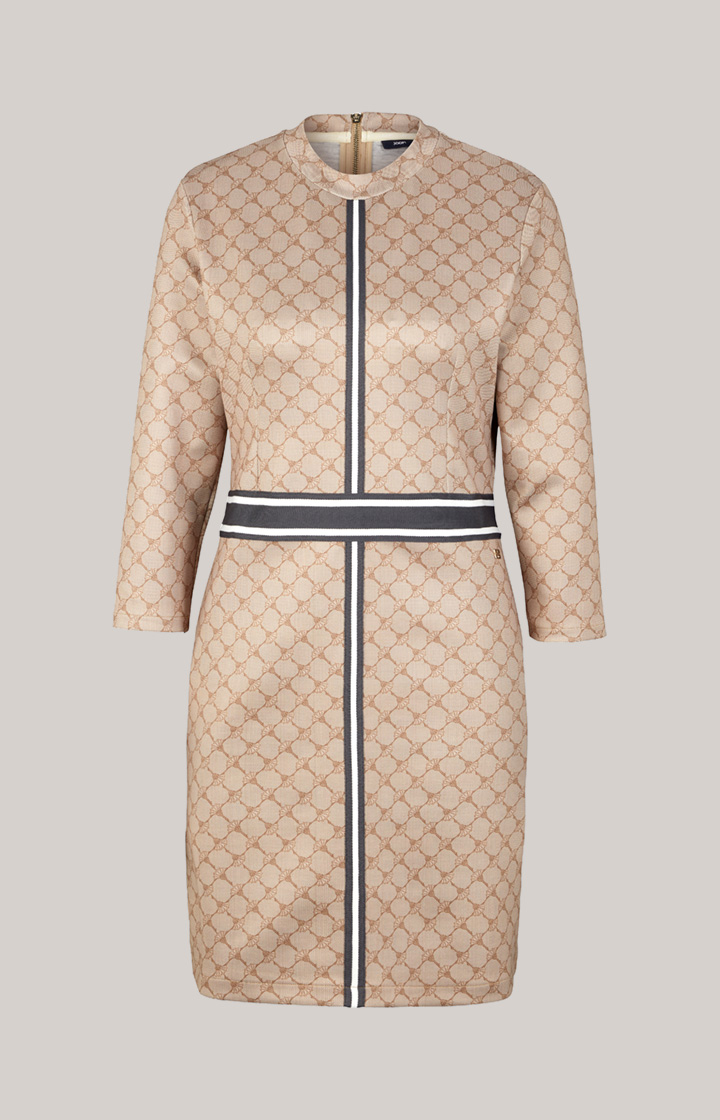 Sweat-Kleid in Beige gemustert
