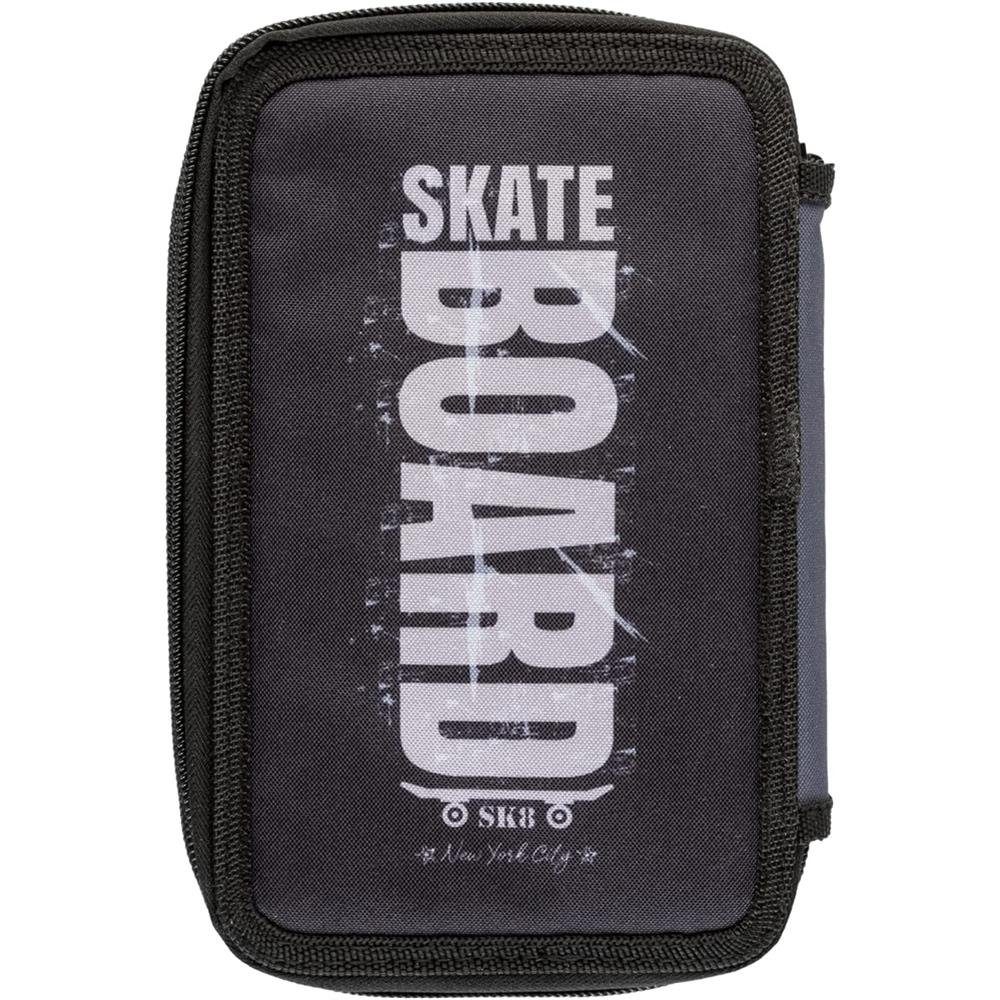 Idena Federmäppchen Triple Schüleretui Skateboard, mit 3 Reißverschluss-Fächern gefüllte Federtasche Federmappe