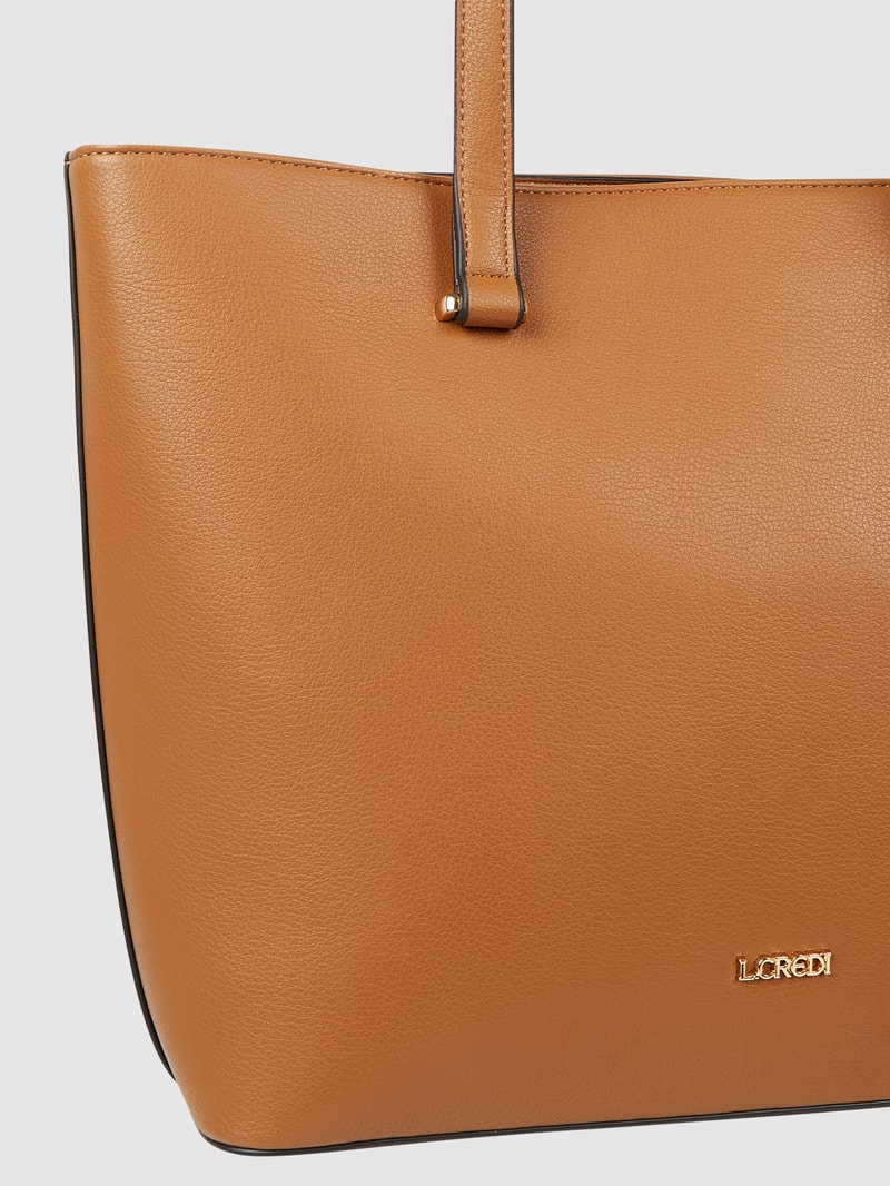 Shopper mit Label-Applikation Modell 'FILIPPA' in cognac