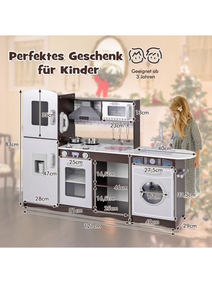 COSTWAY Spielrküche ab 3 Jahren in Braun günstig kaufen onesize